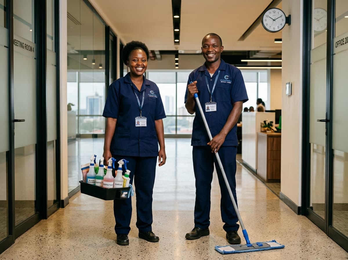 J&D Uniformed Cleaning Crew on site in Nairobi executive office
